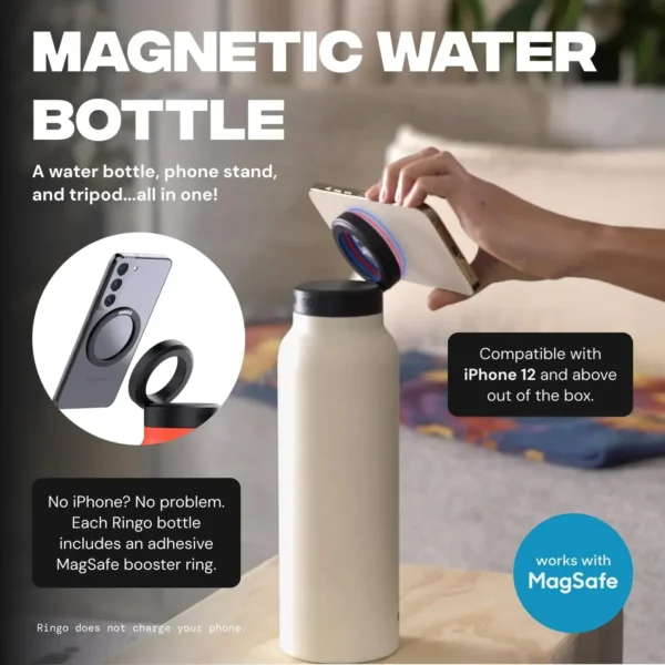 Insulated Water Bottle with Magnetic Phone Holder