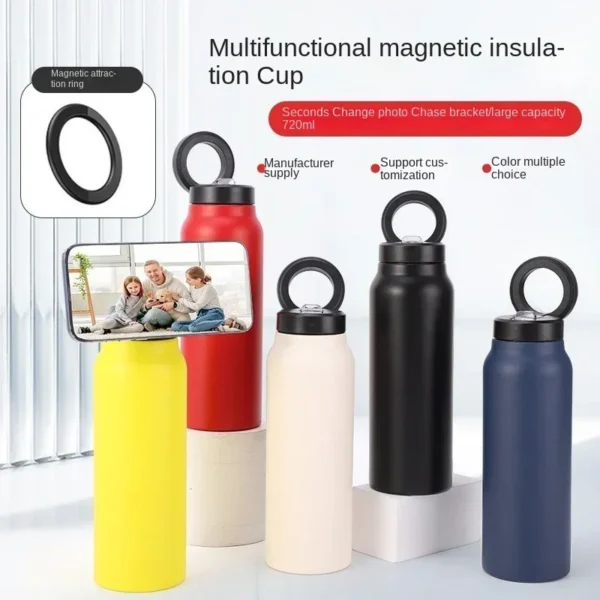 Insulated Water Bottle with Magnetic Phone Holder